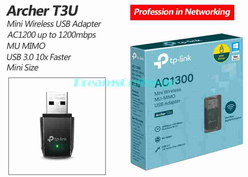 TP-LINK AC1300 Mini Wireless MU-MIMO USB WiFi Adapter Archer T3U Dual Band 5GHz + 2.4GHz Wifi Dongle