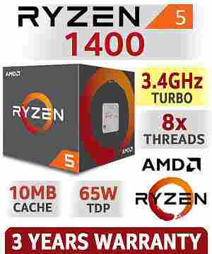 AMD RYZEN 5 1400 4-Core CPU 3.2 GHz Socket AM4 65W Desktop Processor