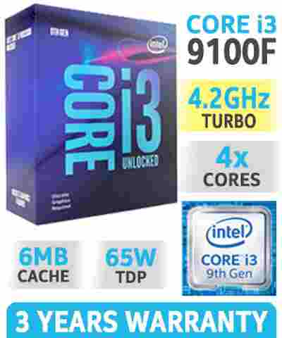 Intel Core i3-9100F 6MB Cache, 4.2 GHz 9th Gen 4x Cores LGA1151 Processor