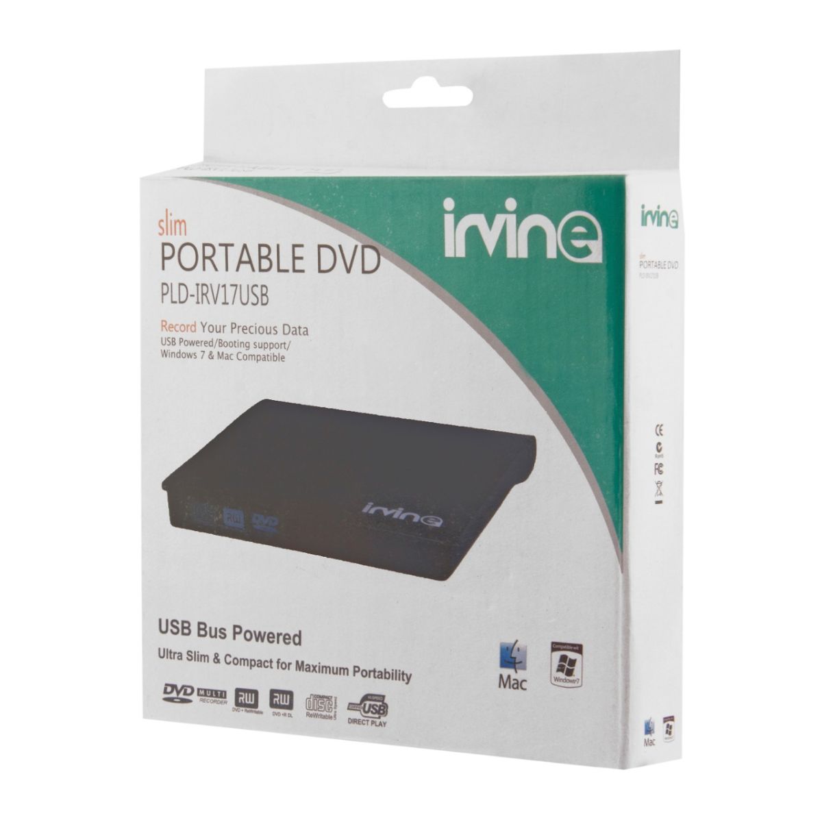 Irvine Slim Portable USB Powered External DVD Writer