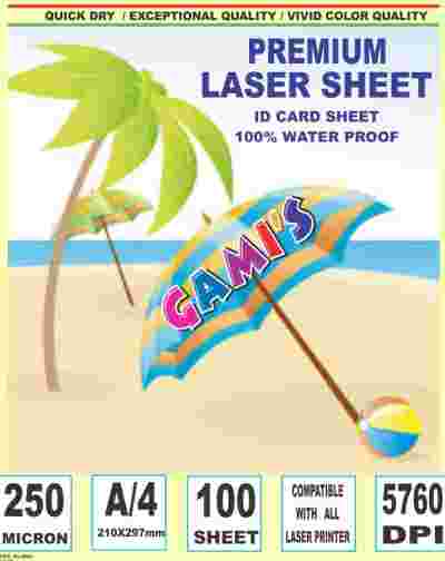 Laser TESLIN IDCARD 100 sheet pack A4 Size 250 Micron Laser Printer Paper for Plastic icard Rubber Sheets