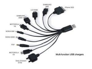 Multi Function USB Charger FOR SAMSUNG,NOKIA,HTC,IPOD, IPHONE 3G and PS 10 in 1
