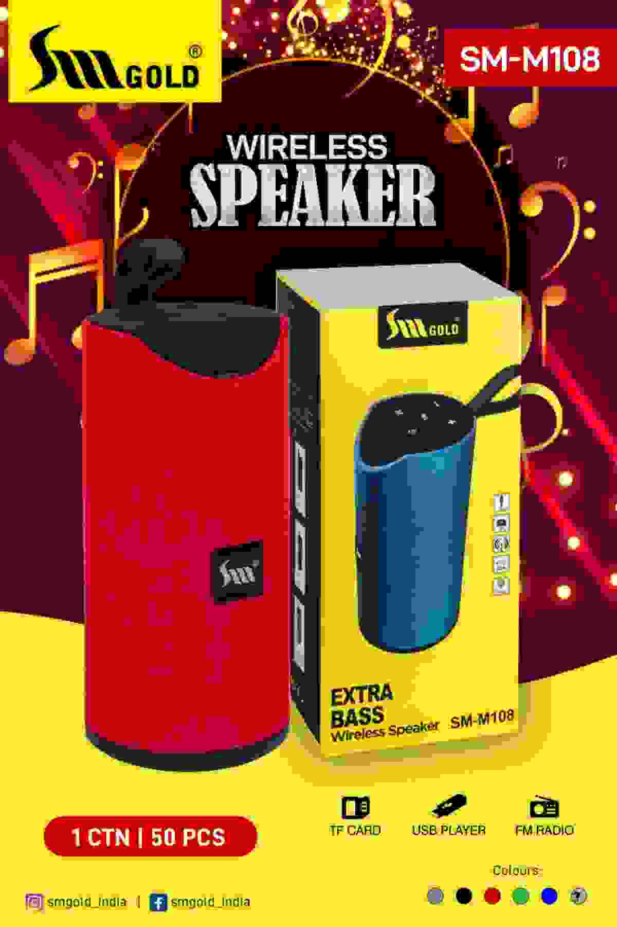 SM M108 | SM Gold SM-M108 Speaker Price 20 May 2022 Sm M108 Bluetooth Speaker online shop - HelpingIndia