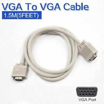 Terabyte 1.5 Meter VGA Computer Monitor Data Cable 15 Pin Male to Male for LCD TFT Projectors White VGA to VGA Cable