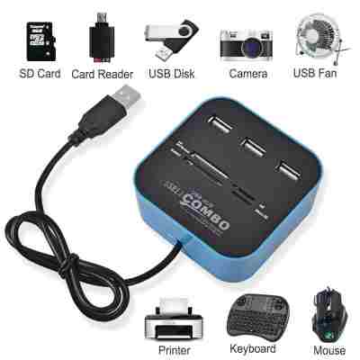 COMBO USB HUB All In One USB 2.0 Micro SD High Speed Card Reader
